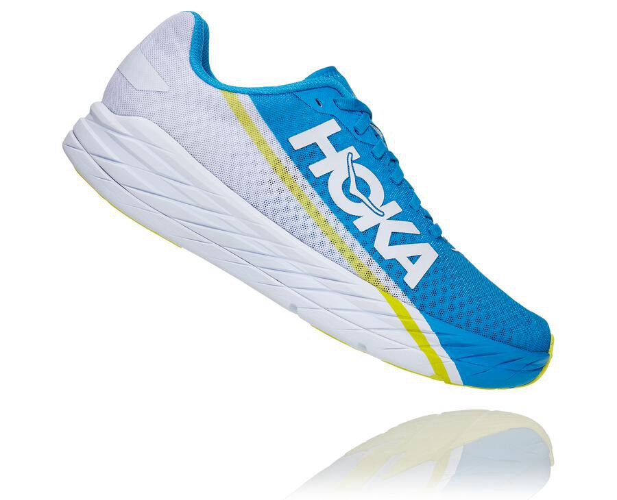 Hoka Australia One One Rocket X - Mens Running Shoes White/Blue - GOMEH-2075